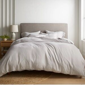 Quince European Linen Light Grey King Duvet Cover & Two King Pillow Shams